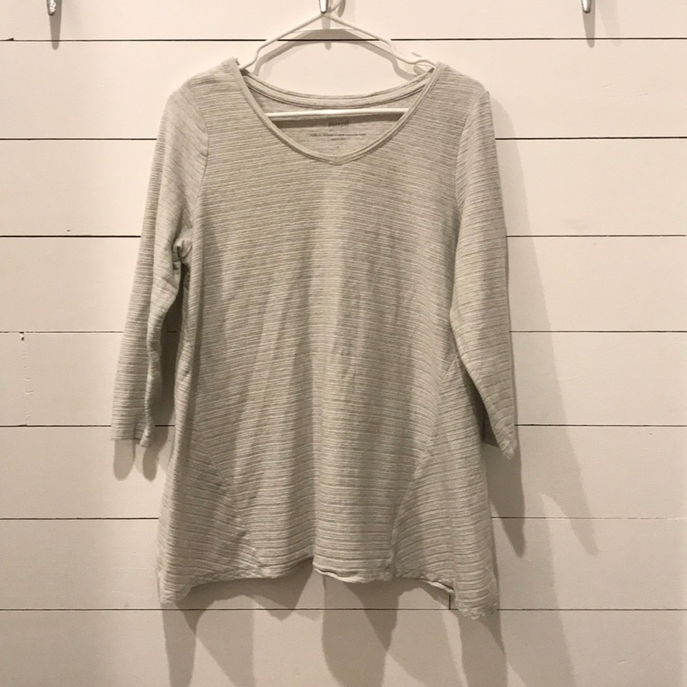 PureJill Striped v-neck high-low tunic, size small
